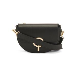 CHEVAL Black Made In Italy Leather Saddle Ring Closure Crossbody